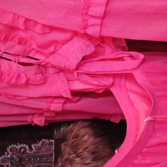 VICI X Fate | NWT XL Peach Cutout Dress Lace Back Ruffle - Picture 11 of 12